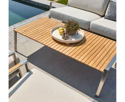 Brafab Naos Soffbord Teak/Stainless Steal 140cm