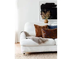 Chhatwal & Jonsson Chand Kuddfodral Sammet Cognac/Sea Blue 40x60