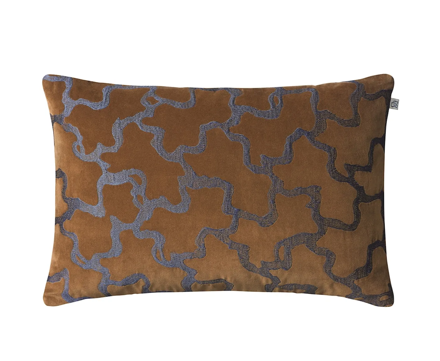 Chhatwal & Jonsson Chand Kuddfodral Sammet Cognac/Sea Blue 40x60