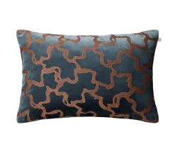 Chhatwal & Jonsson Chand Kuddfodral Sammet Sea Blue/Cognac 40x60