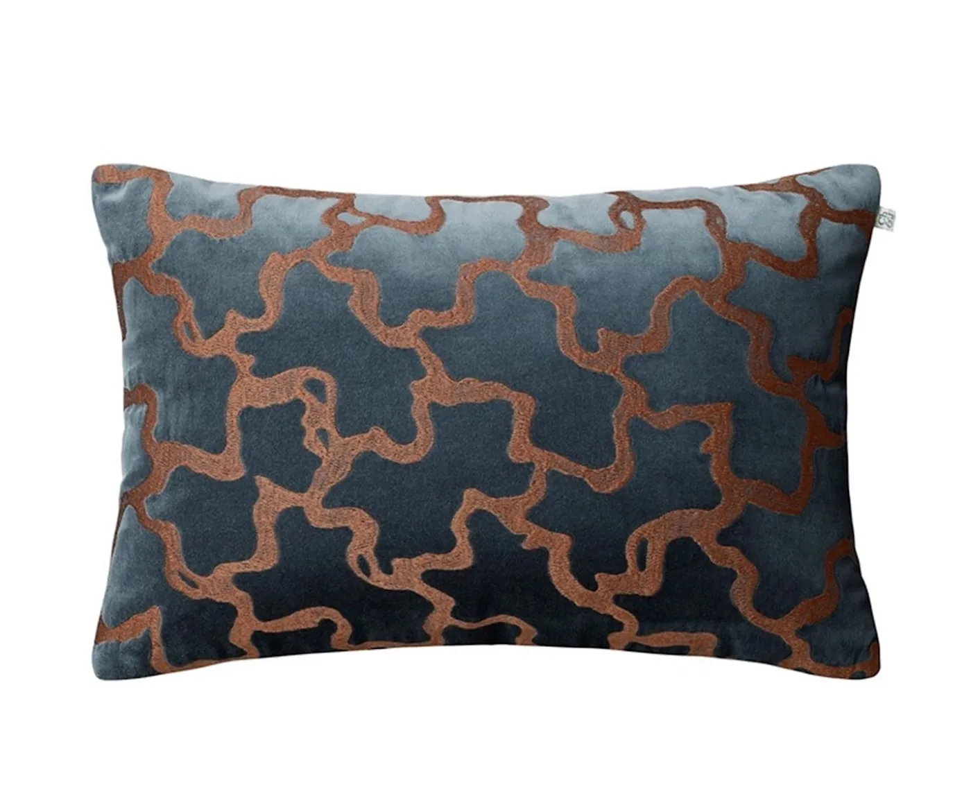 Chhatwal & Jonsson Chand Kuddfodral Sammet Sea Blue/Cognac 40x60