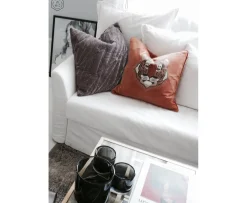 Chhatwal & Jonsson Embroidered Tiger Kuddfodral Sammet Orange 50x50