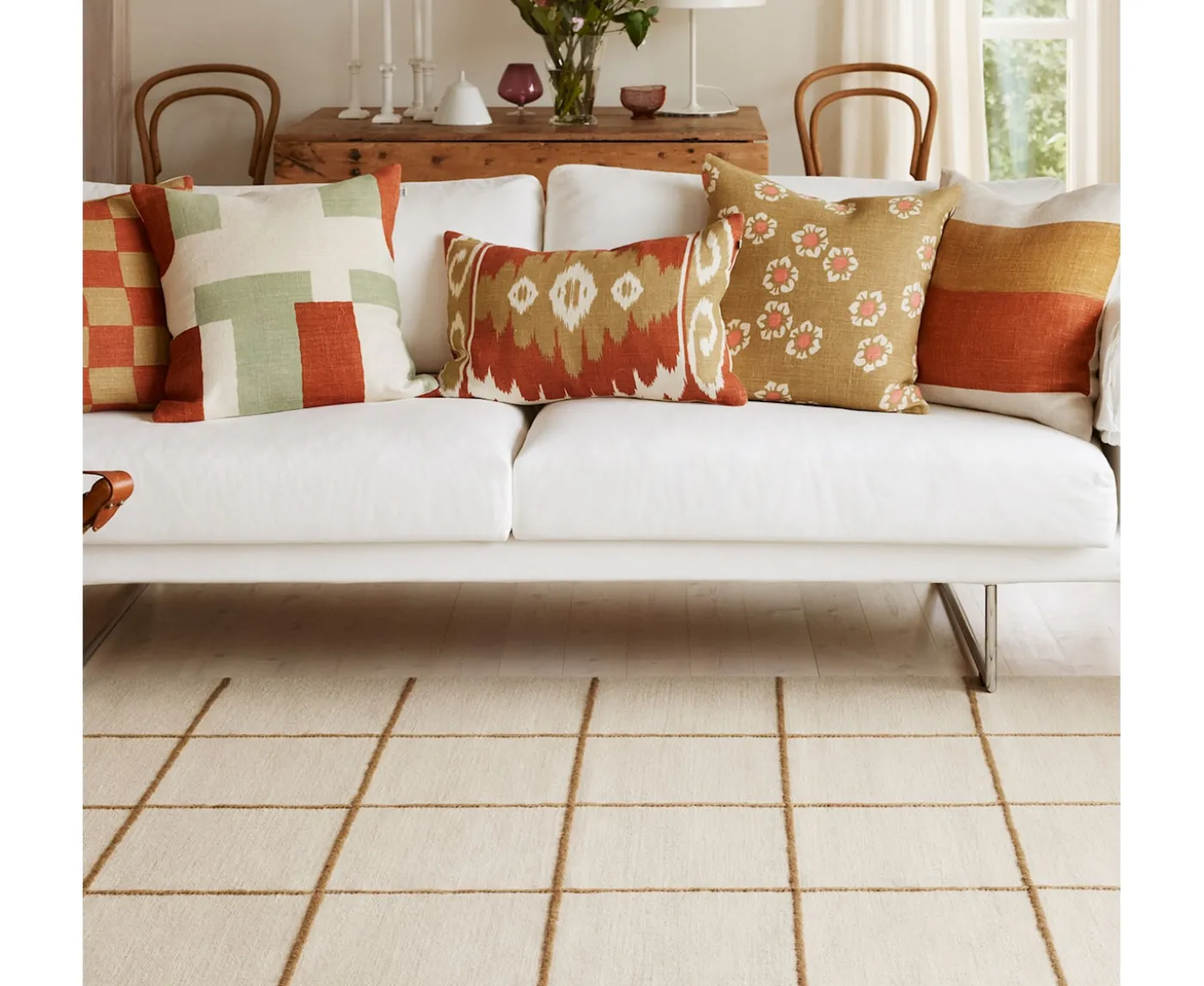 Chhatwal & Jonsson Jay Kuddfodral Linne Apricot Orange/Aqua 50x50