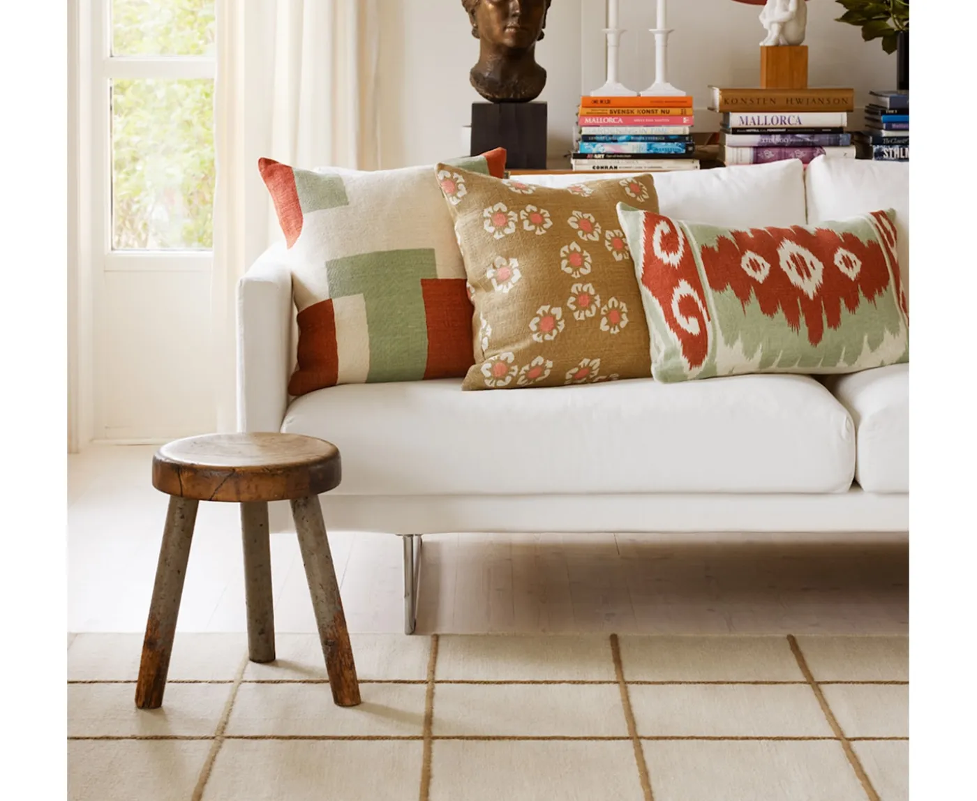 Chhatwal & Jonsson Jay Kuddfodral Linne Apricot Orange/Aqua 50x50