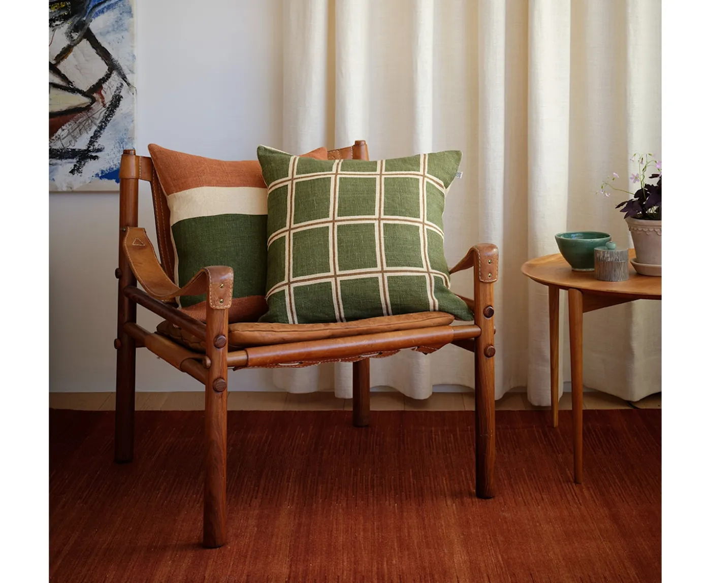 Chhatwal & Jonsson Raha Kuddfodral Cactus Green/Taupe 50x50