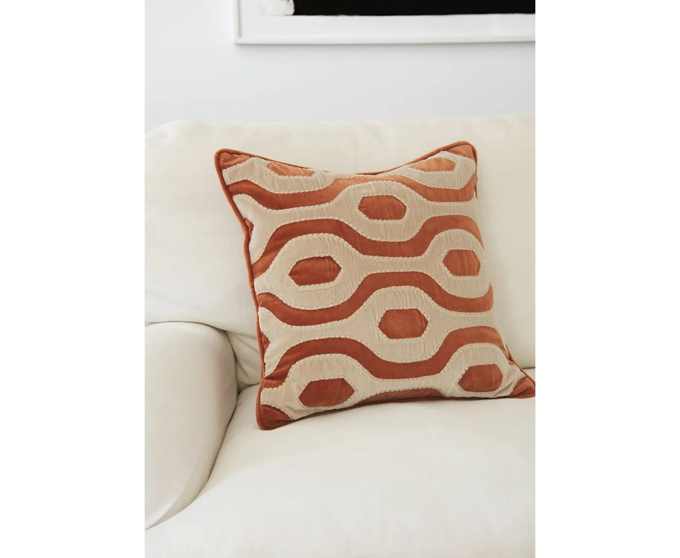 Chhatwal & Jonsson Varanasi Kuddfodral Sammet Terracotta/Tan 50x50