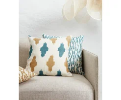 Chhatwal & Jonsson Agra Kuddfodral Linne Heaven Blue/Khaki 50x50