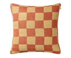 Chhatwal & Jonsson Buffalo Check Kuddfodral Linne Khaki/Apricot Orange 50x50