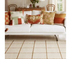 Chhatwal & Jonsson Buffalo Check Kuddfodral Linne Khaki/Apricot Orange 50x50