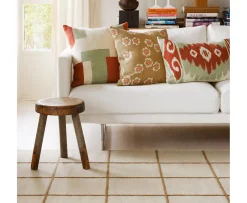 Chhatwal & Jonsson Laya Kuddfodral Linne Aqua/Apricot Orange 40x60