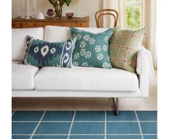 Chhatwal & Jonsson Raha Kuddfodral Linne Aqua/Apricot Orange 50x50