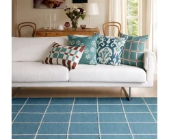Chhatwal & Jonsson Raha Kuddfodral Linne Heaven Blue/Terracotta 50x50