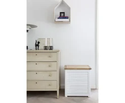 Cinas Classic Tvättkorg Teak/Vit 55cm