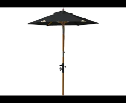 Cinas Balcony Parasoll Black/Teak Ø180