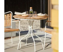 Cinas Ellen Cafébord Sandy Grey/Teak Ø80