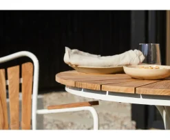 Cinas Ellen Cafebord Vit/Teak Ø80