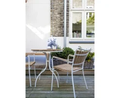 Cinas Ellen Cafebord Vit/Teak Ø80