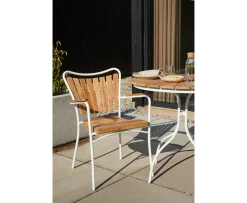 Cinas Ellen Cafebord Vit/Teak Ø80