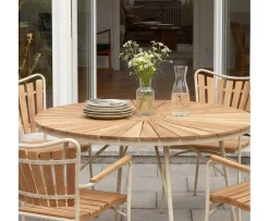 Cinas Ellen Matbord Sandy Grey/Teak Ø110