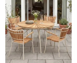 Cinas Ellen Matbord Sandy Grey/Teak Ø110