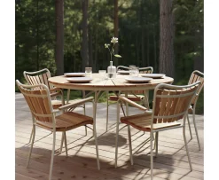 Cinas Ellen Matbord Sandy Grey/Teak Ø130
