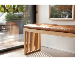 Cinas Sittsdyna Bänk Läder Ljusbrun 104x35cm