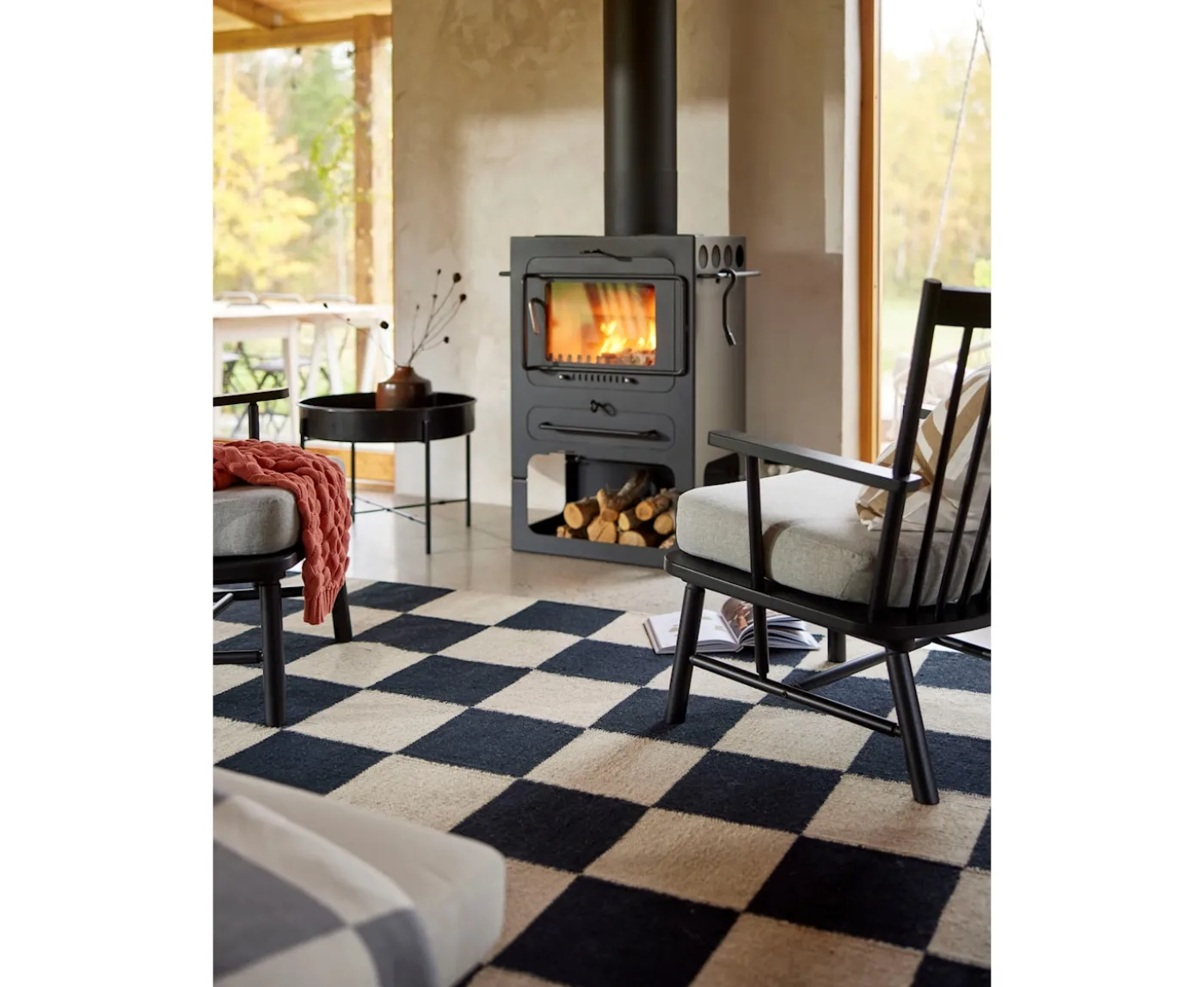 Classic Collection Square Ullmatta Svart/Natur 170x230