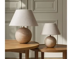 Globen Lighting Castello Bordslampa Beige travertin 35cm