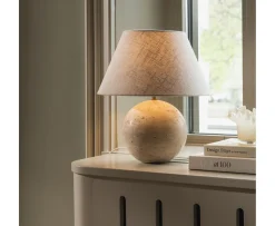 Globen Lighting Castello Bordslampa Beige travertin 35cm