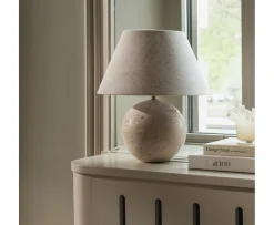 Globen Lighting Castello Bordslampa Beige travertin 35cm