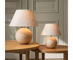 Globen Lighting Castello Bordslampa Beige travertin 35cm