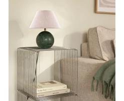 Globen Lighting Castello Bordslampa Mörkgrön marmor/Beige 24cm