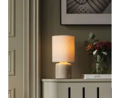 Globen Lighting Florian Bordslampa Vit bouclé/Beige 39cm