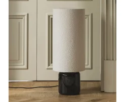 Globen Lighting Florian Golvlampa Vit bouclé/Svart 80cm