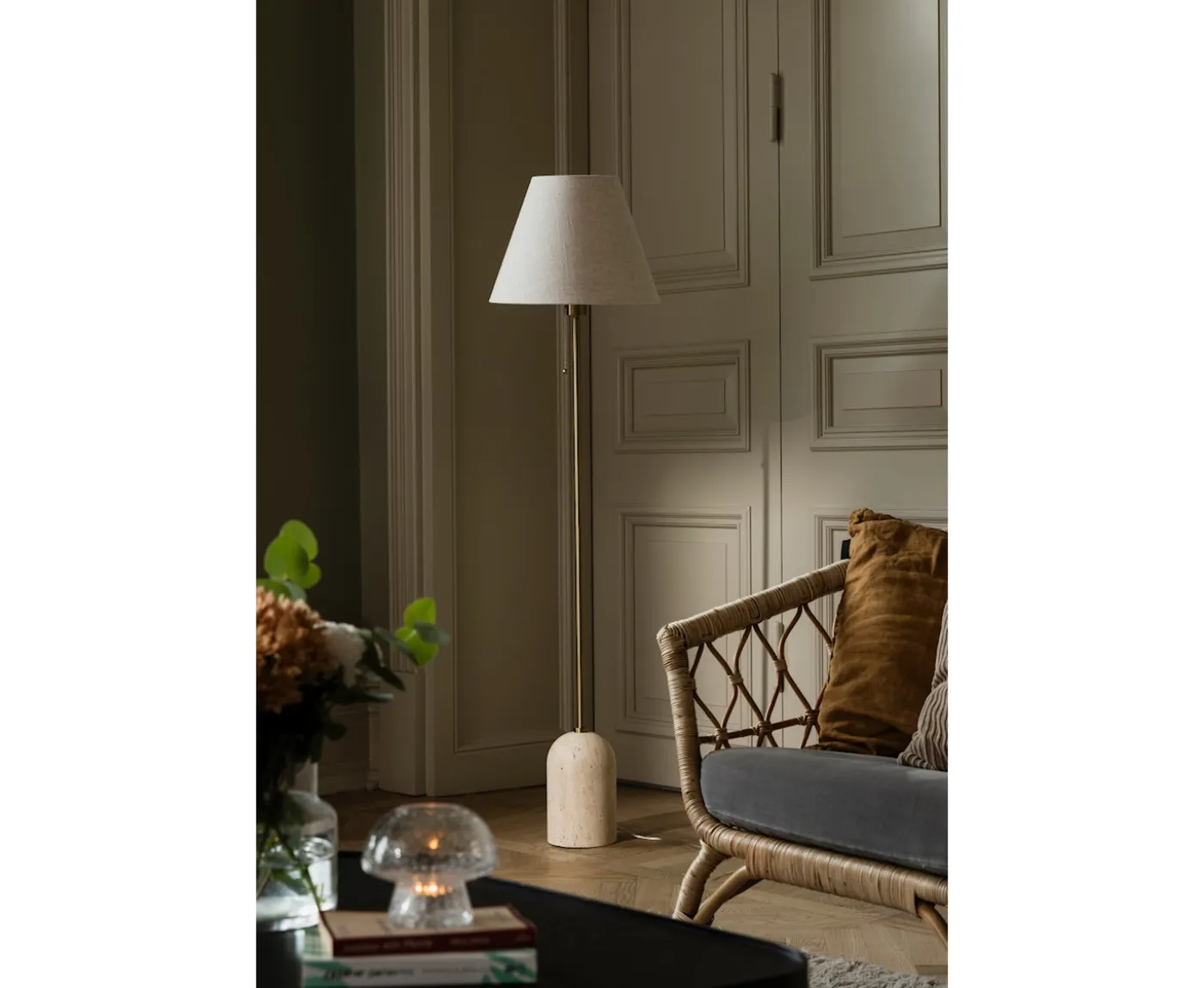 Globen Lighting Gino Golvlampa Beige travertin