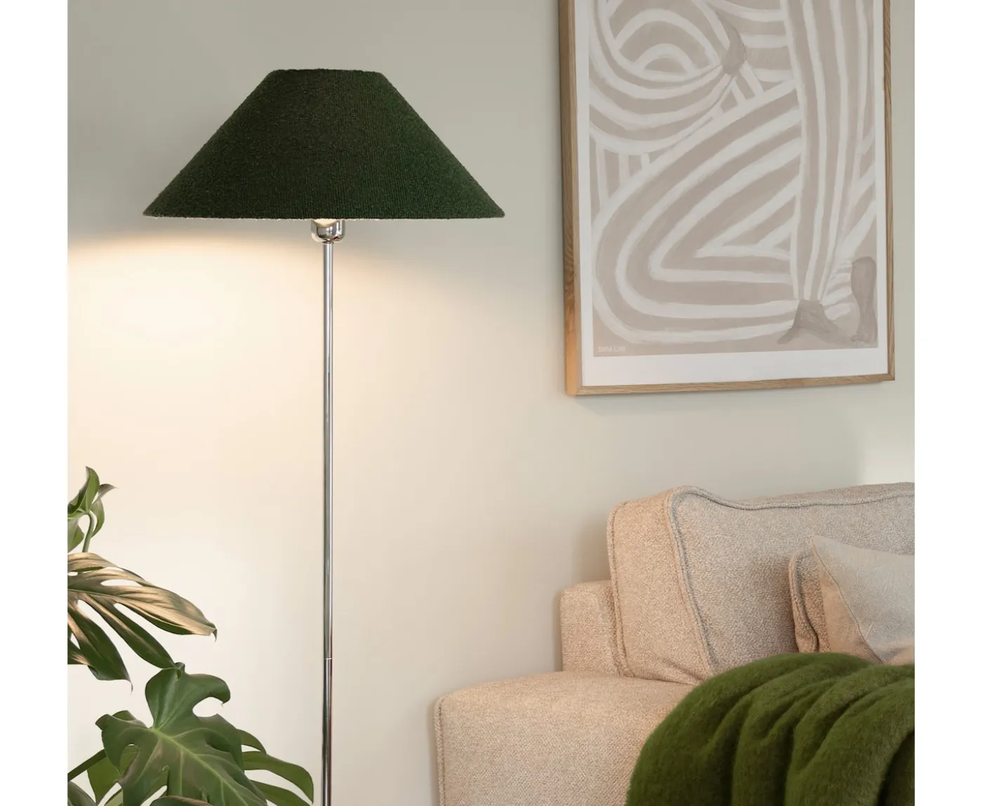 Globen Lighting Iris Lampskärm Bouclé Moss Green 45cm