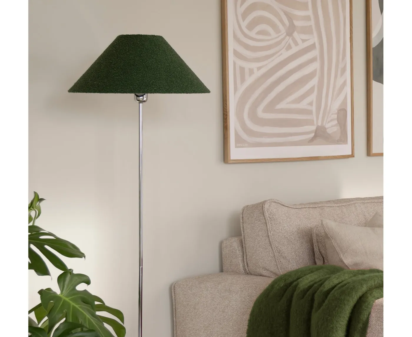 Globen Lighting Iris Lampskärm Bouclé Moss Green 45cm