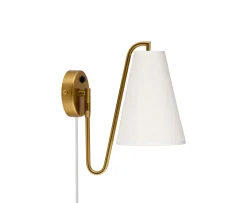 Globen Lighting Lou Vägglampa Bouclé Vit/Borstad mässing