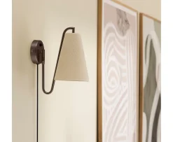 Globen Lighting Lou Vägglampa Bouclé Vit/Bronze