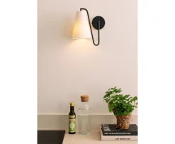 Globen Lighting Lou Vägglampa Bouclé Vit/Svart