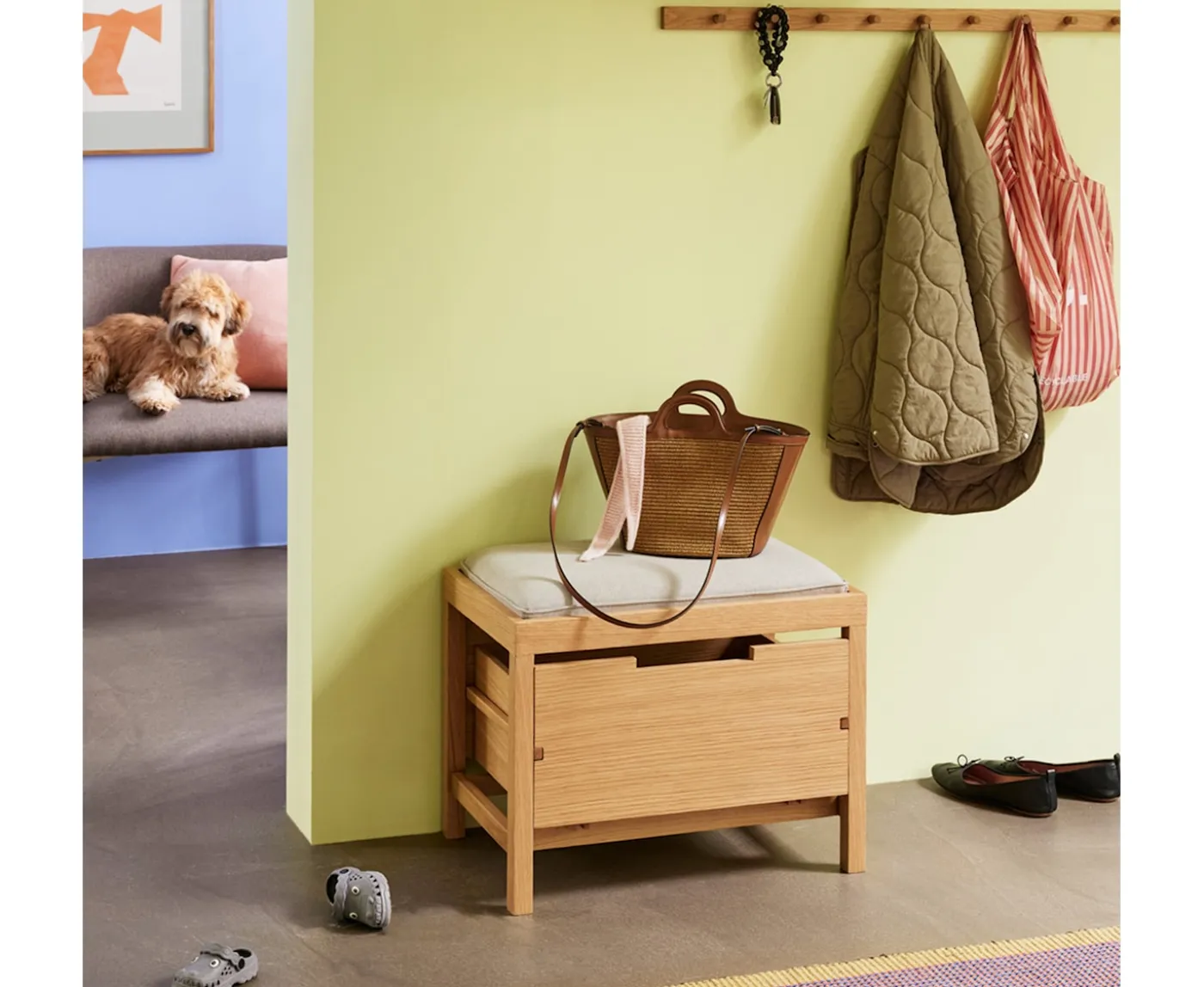 Hübsch Bifi Bänk Sand/Natural 60x40