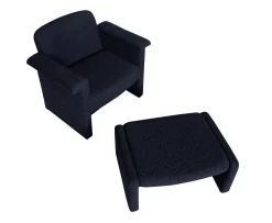 Hübsch Softy Loungestol med Fotpall Dark Blue