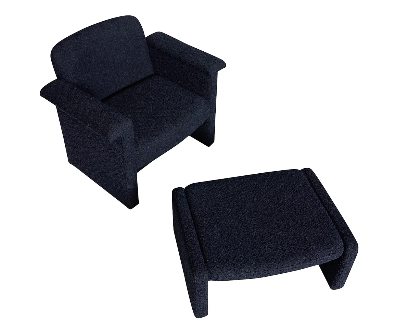 Hübsch Softy Loungestol med Fotpall Dark Blue