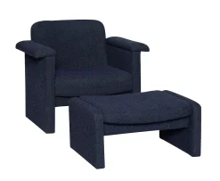 Hübsch Softy Loungestol med Fotpall Dark Blue