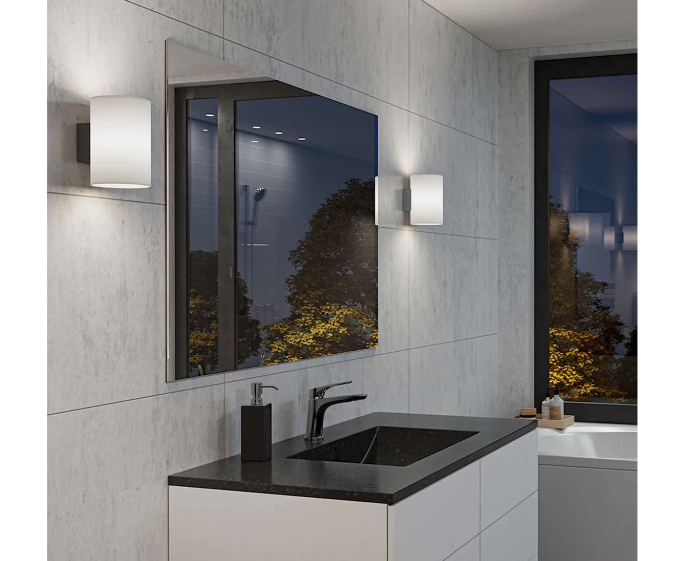 Herstal Evoke Vägglampa Antracit/Opal glas Large
