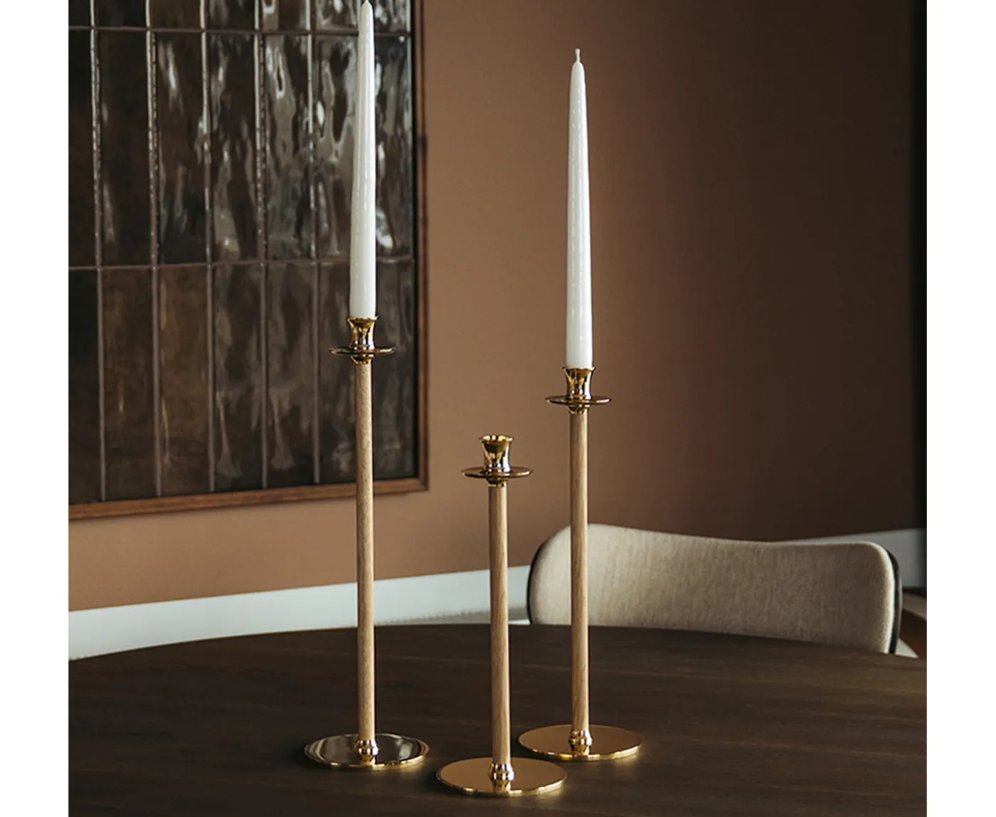 Hilke Collection Alto Basso Ljusstake Gold/White pigmented 40cm