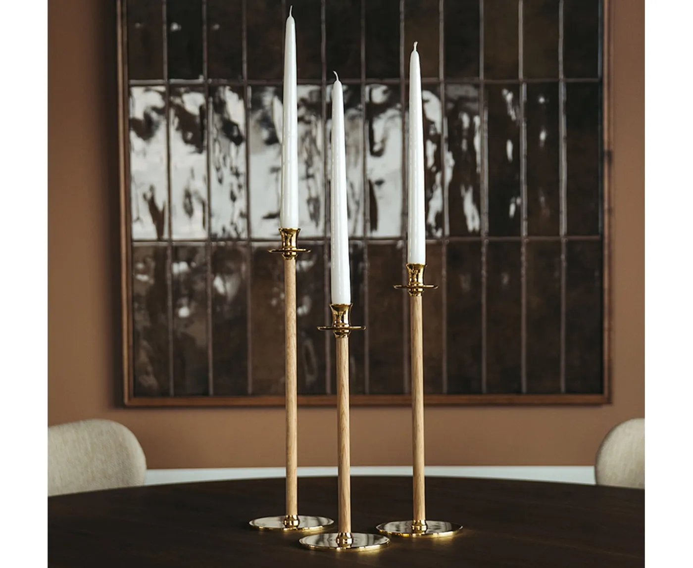 Hilke Collection Alto Basso Ljusstake Gold/White pigmented 30cm