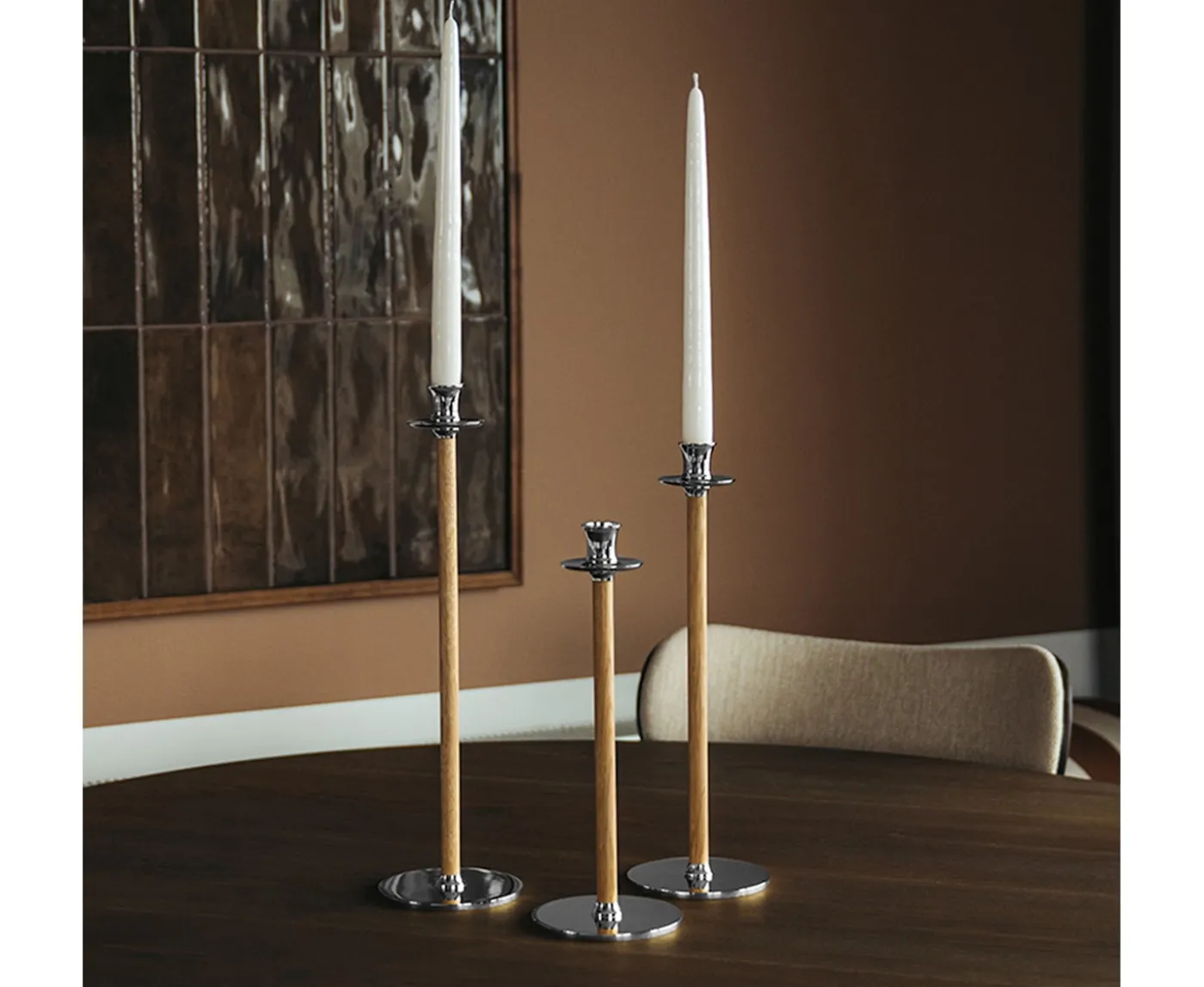 Hilke Collection Alto Basso Ljusstake Silver/White pigmented 30cm