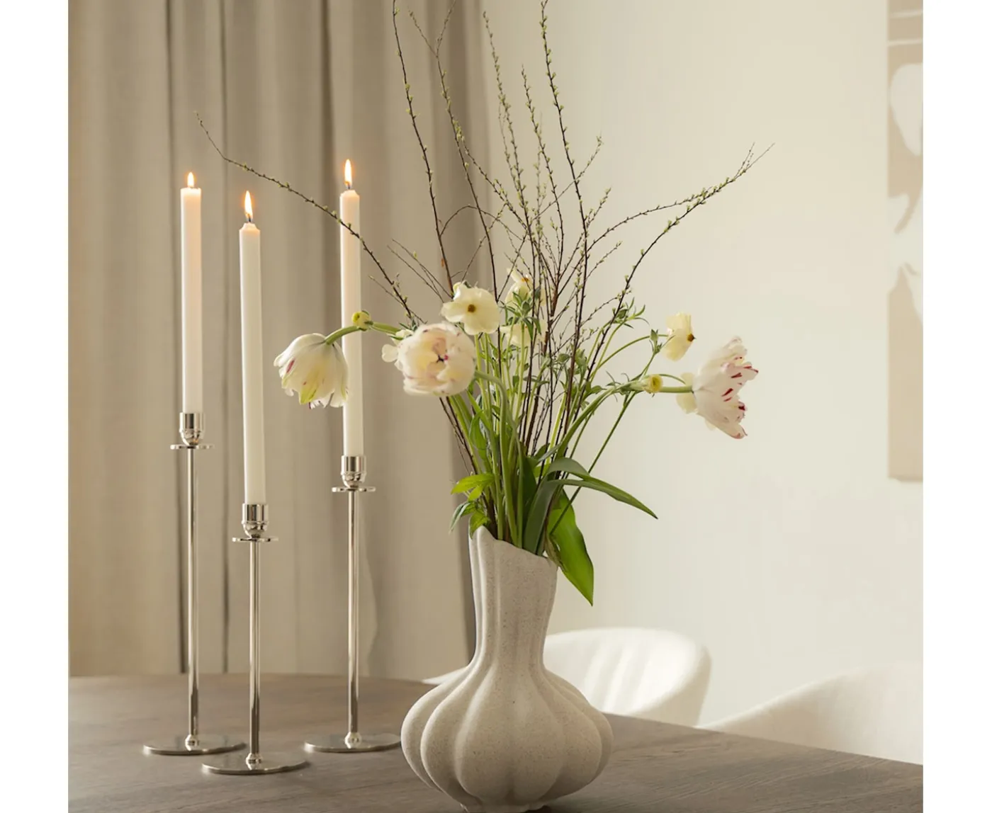 Hilke Collection Chiaro Di Luna Ljusstake Silver 30 cm