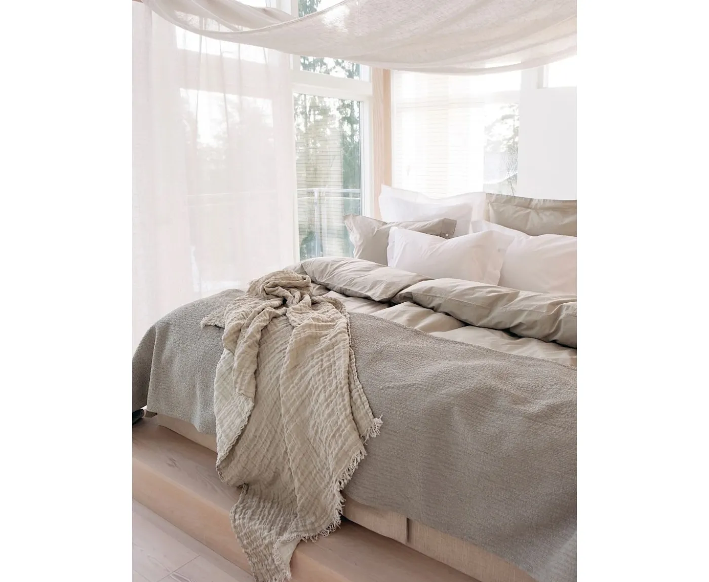 Himla Hannelin Pläd Linne Natural/White 130x170